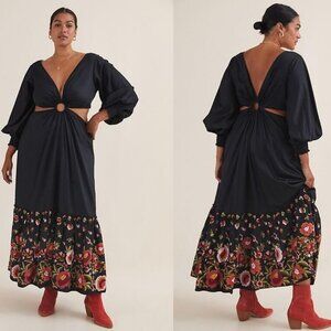 NWT ANTHROPOLOGIE GEISHA DESIGNS Karolina Embroidered Floral Maxi Dress 18W